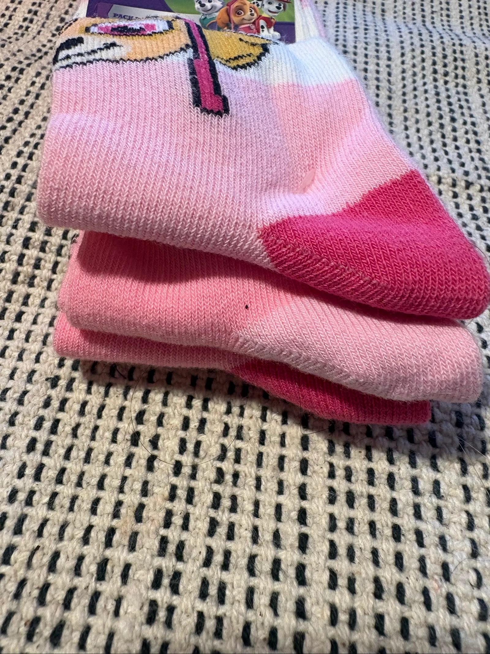 pacote 3 meias patrulha canina skye rosa tamanho 31 34 novas – photo 2